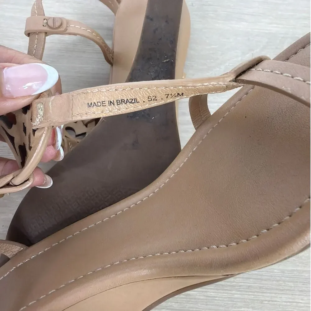 Tory Burch Miller Wedge Sandal Tan/Beige 7.5